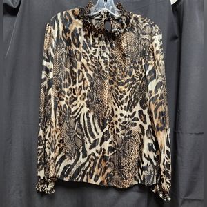 NWT size 12 Frank Lyman semi-sheer mixed animal print crepe top